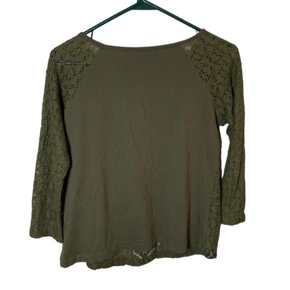 Free People Green Aztec Lace Blouse Size Small - Picture 3 of 4